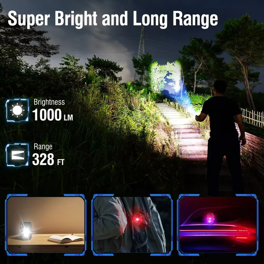 BORUiT LED-Schlüsselanhänger EDC-Taschenlampe in Schwarz mit Magnet, Stiftclip und USB-C wiederaufladbarem Akku - Bild 2