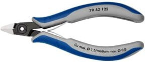 Knipex Präzisions-Elektronik-Seitenschneider 79 42 125 mit Mehrkomponenten-Hüllen, Blau, Länge: 125 mm - Bild 1