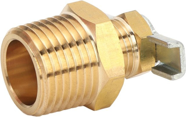 Igeteck Ablassventil für Wohnmobil-Warmwasserbereiter aus Messing in Gold, 1/2 Zoll NPT Außengewinde, selbstschließend - Bild 1
