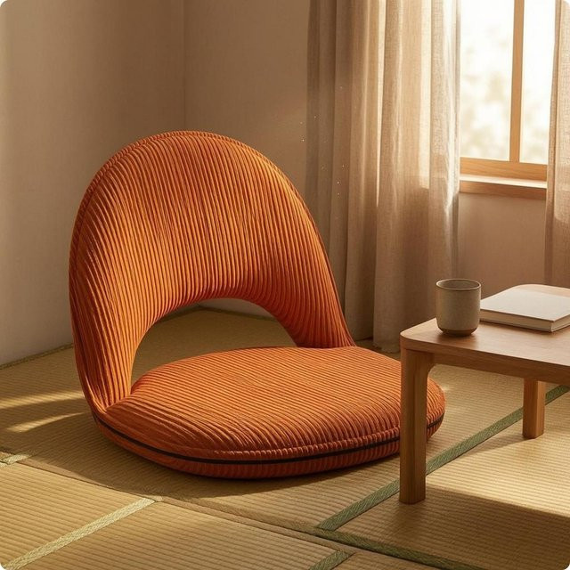 Klappbarer Bodenstuhl mit verstellbarer Rückenlehne und Polsterung von Binchi Outdoor Product in Orange - Bild 1