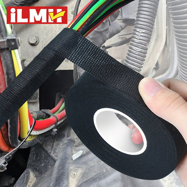 iLMH Hitzebeständiges Textil-Kabelbaumtape für Automobil-Kabelbäume in Schwarz - Bild 1