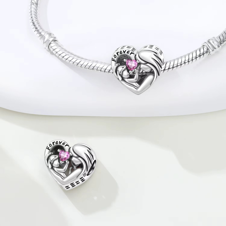 MISEFF Charm Mutter-und-Baby-Herzperle, 925 Silber - Bild 2