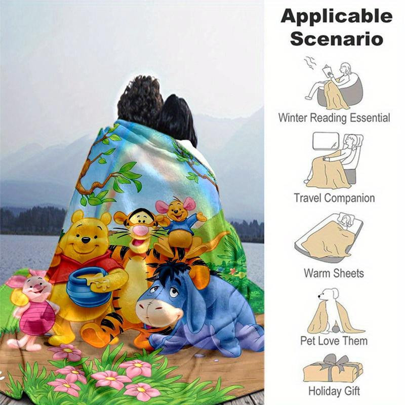 Yun Heng Three Winnie Puuh Freunde Kuscheldecke aus Flanell, Mehrfarbig, B: 80 cm, L: 120 cm - Bild 2