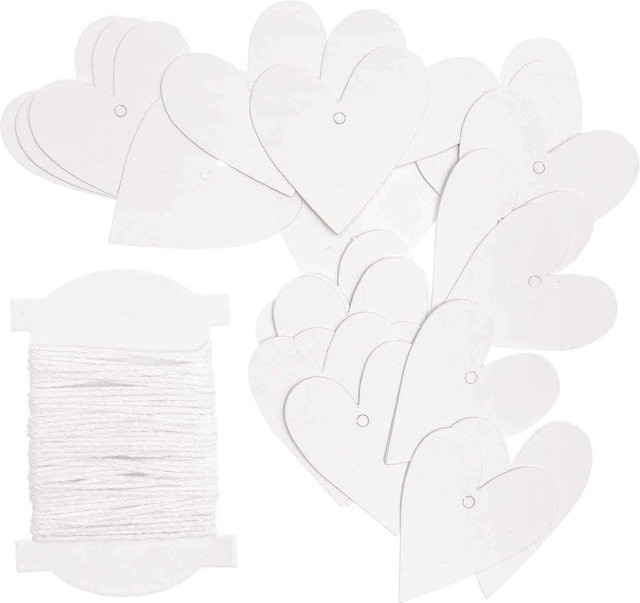 Rico Design Paper Poetry Papieranhänger Herzen in Weiß, 24 Stück, B: 3 cm, H: 3,5 cm - Bild 1