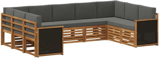vidaXL Sofagarnitur aus Massivholz Akazie in Anthrazit mit Latten-Design und Armlehnen - Bild 1