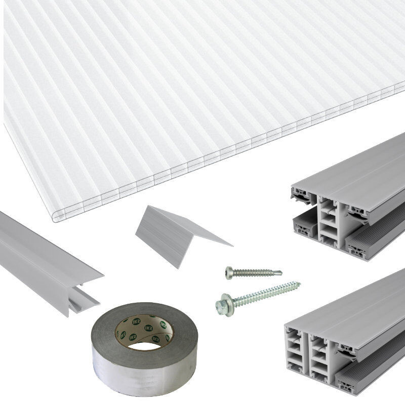 Terrassendach-Set Friedrich von Lien AG mit Polycarbonat Stegplatten Nova Lite und Mendiger Classic Verlegeprofil, glasklar, 16 mm - Bild 1