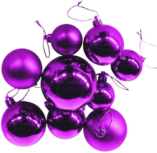 Lex Christbaumkugeln Lila, 30 Stück Runde Weihnachtskugeln aus Kunststoff für deinen Baumschmuck - Bild 1