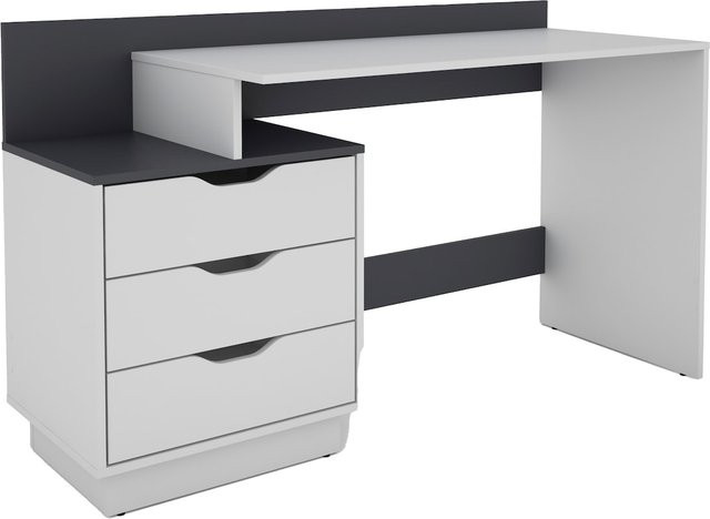 byLIVING Schreibtisch BELFAST modern in Weiß/Anthrazit, B/H/T: 138 x 83,5 x 51,5 cm - Bild 1