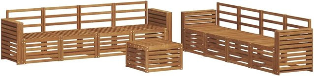 vidaXL Sofagarnitur 9-teilig aus Massivholz Akazie in Natur Braun mit Latten-Design - Bild 1