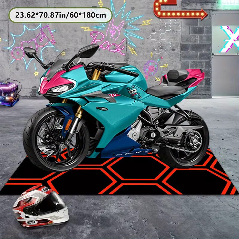 VIKAMA Racing Garagenbodenabdeckung als Displaymatte für Motorräder und Fahrräder, Mehrfarbig - Bild 4
