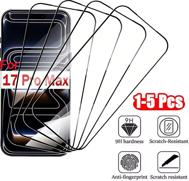 Displayschutz aus gehärtetem Glas für Apple iPhone 17 16 15 14 13 12 11 Pro Max Plus SE XR XS in Transparent - Bild 1