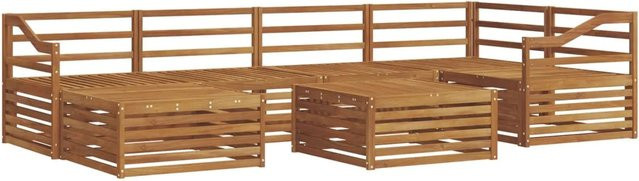 vidaXL 7-teilige Outdoor-Sofagarnitur aus Akazienholz in Braun mit L-Form und Tisch - Bild 1