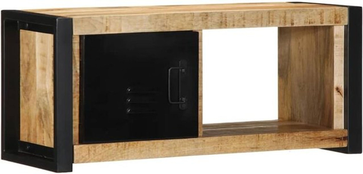 Vidaxl TV-Schrank aus Massivholz Mango und Metall im Industrial Design, Braun, B/H/T: 80 x 35 x 35 cm - Bild 1
