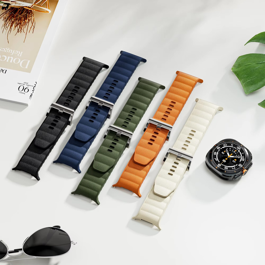 Samsung Galaxy Watch Ultra und Galaxy Watch 7 Ultra Sportarmband aus Silikon und Nylon in Schwarz von FancyWrist (47 mm) - Bild 3