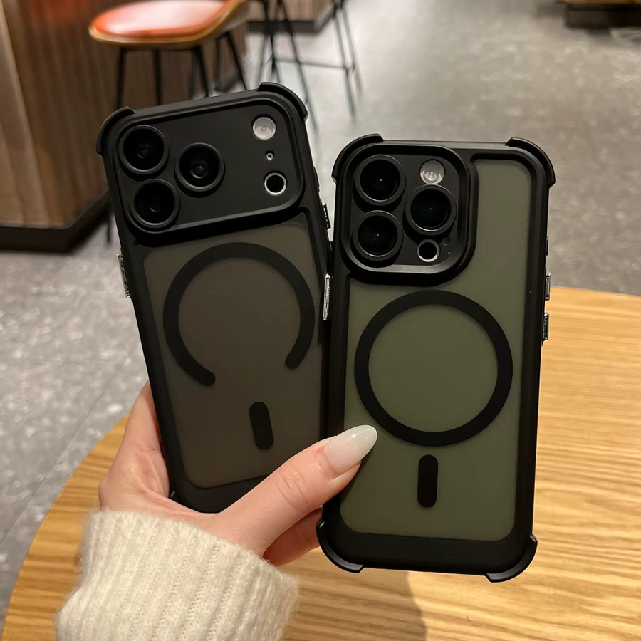 MagSafe Handyhülle mit Airbags und Frosted Skin Design für iPhone 17 Air, 16, 15 und 14 Pro Max, Transparent oder Blau - Bild 2
