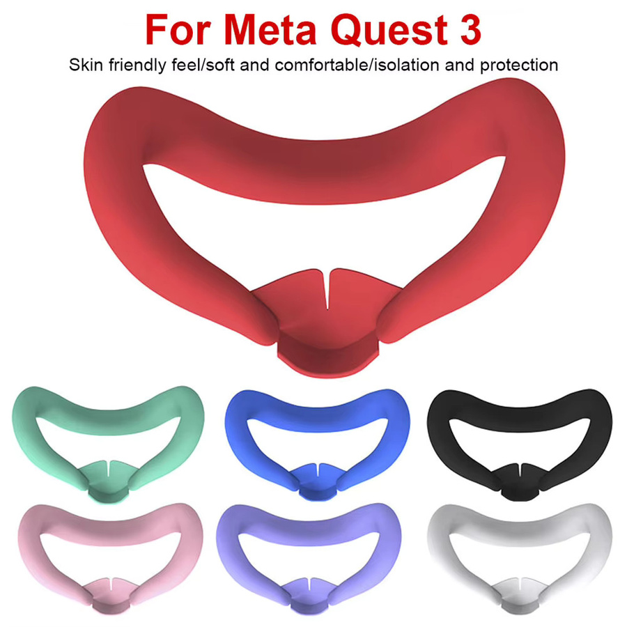 VODOOL Silikon-VR-Gesichtsmaske für Meta Quest 3, lichtdichte und schweißfeste Gesichtspolster-Ersatz, Schwarz - Bild 3