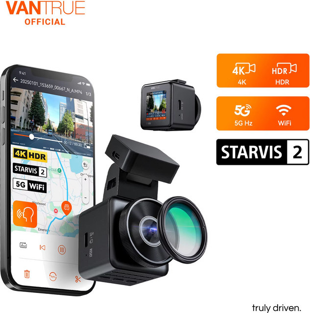 Vantrue E1 Pro 4K Mini DashCam mit STARVIS 2, HDR-Nachtsicht, 5G WiFi und GPS in Schwarz - Bild 1