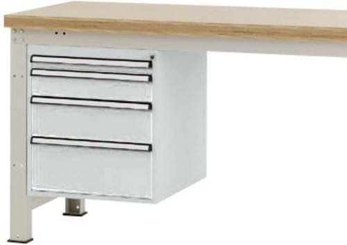 Manuflex Gehäuse-Unterbau PROFI mit 4 Schubfächern, grau, Nutzhöhe: 500 mm, für Werkbanktiefe: 700 mm - Bild 1