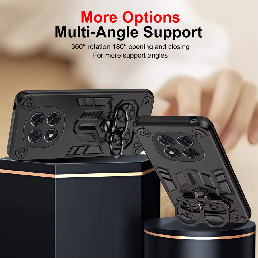 Stoßfeste Schutzhülle für Xiaomi Redmi Note 14 Pro 5G / 14 Pro+ / 14 A3 Pro / 14C / A5 mit Metallring in Schwarz - Bild 3
