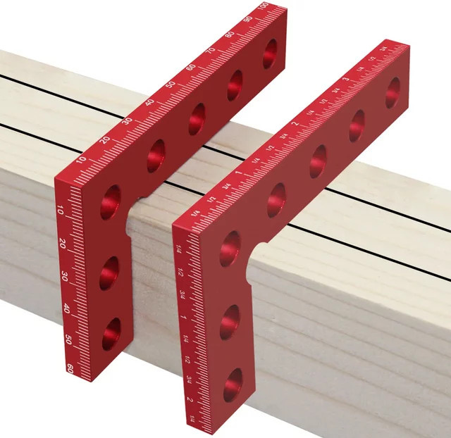 FNICEL 90-Grad-Präzisions-Markierungswerkzeug aus Aluminium in Rot für die Holzbearbeitung und Tischlerarbeiten - Bild 1
