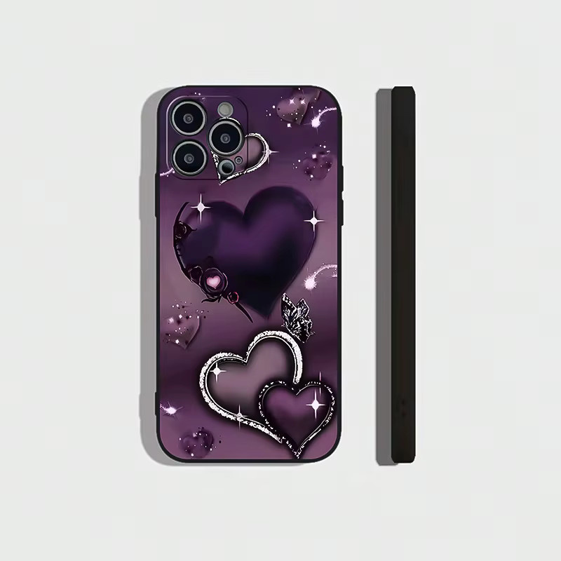 Mairuige Handyhülle mit lila Herzmuster für iPhone 17 16 15 14 13 12 11 Pro Max Plus in Lila und Beige, stoßfeste Rückseite und Anti-Fingerabdruck-Beschichtung - Bild 3