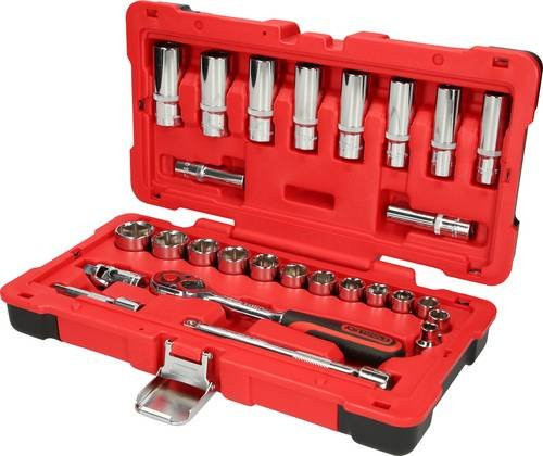 KS Tools CHROMEplus Steckschlüssel-Satz 3/8 Zoll, 27-teilig, rot - Bild 1