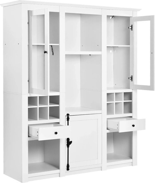 okwish Vitrine für das Wohnzimmer mit LED-Beleuchtung in 7 Farben, Weiß, B/T/H: 143 x 45,5 x 170 cm - Bild 1