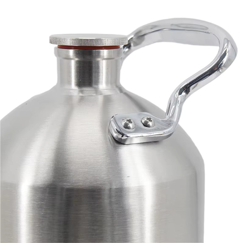 Shark Edelstahl Mini Bierfass mit Einhandgriff und Schraubverschluss, Silber, 2 l oder 5 l - Bild 3