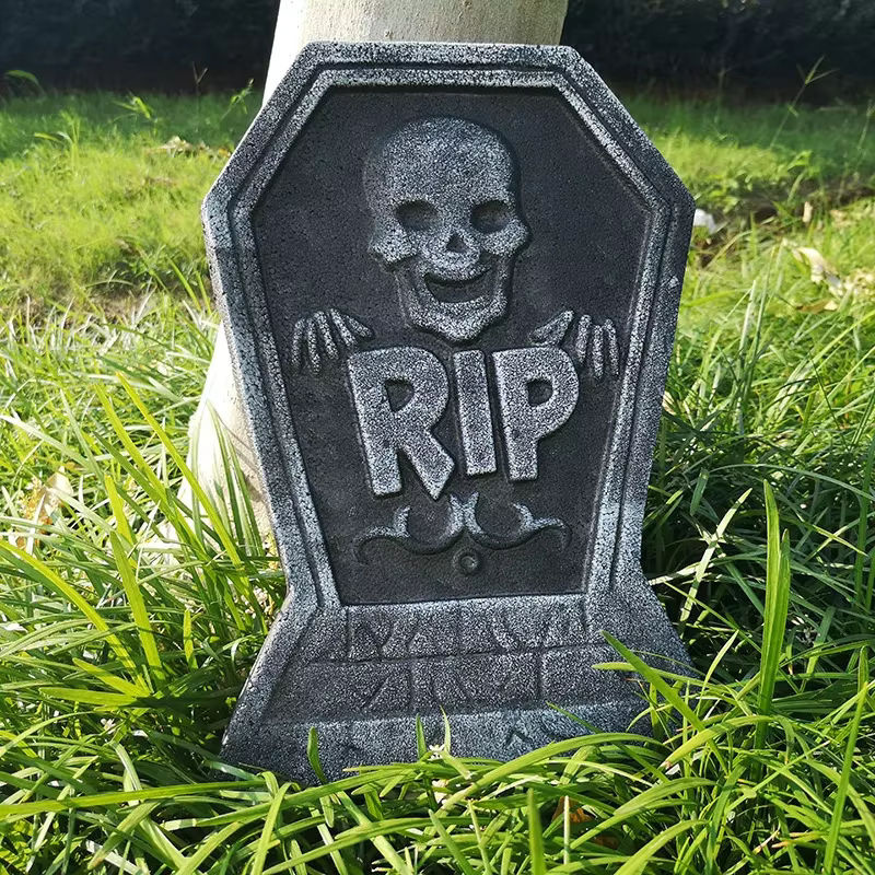 4er-Set Halloween Grabsteine aus Schaumstoff und Kunststoff in Grau für die Outdoor- und Heimdekoration - Bild 2