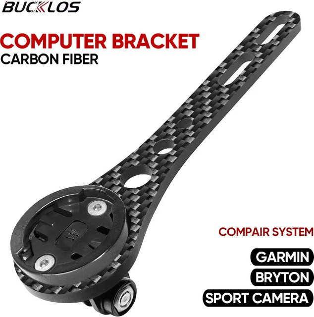 BUCKLOS Fahrradcomputerhalterung aus Kohlefaser für Garmin GPS und Sportkameras, Schwarz - Bild 1