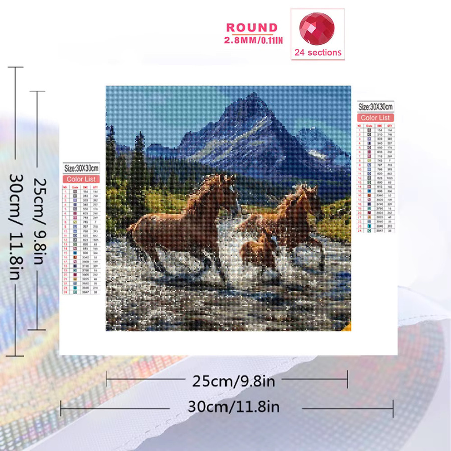 Momoart Pferde-Diamantmalerei, Tier-Acryl-Bastelbedarf, Diamant-Mosaik - Bild 2