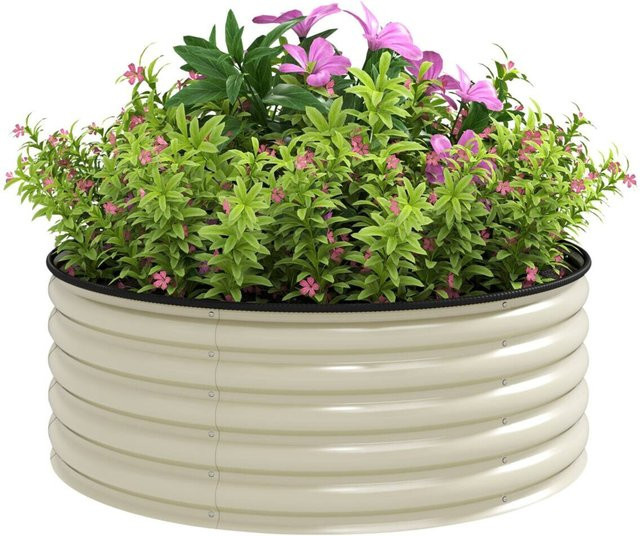 Outsunny Hochbeet aus Stahl in Cremeweiß, B/H/L: 120 x 43 x 120 cm - Bild 1