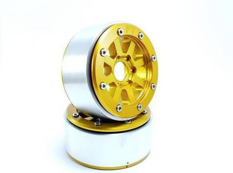 Metsafil Crawler Felgen Hammer Gold 1:10 aus Aluminium, 1 Paar - Bild 1