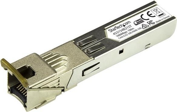 StarTech.com Gigabit RJ45 Copper SFP Transceiver Modul, kompatibel mit HP 453154-B21, 1000Base-T Ethernet/LAN, Farbe: Silber - Bild 1