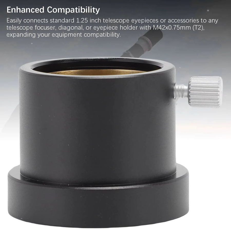 Okularadapter Set aus Aluminiumlegierung in Schwarz: M42 x 0,75 mm auf 1,25 Zoll und T2 auf 1,25 Zoll für Teleskopzubehör 5P9908A - Bild 3