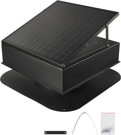 VEVOR Solarbetriebener Dachventilator mit Thermostat, 35 W intelligenter Solar-Lüfter aus Aluminiumlegierung in Schwarz zur Kühlung und Entfeuchtung - Bild 1