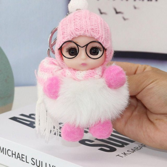 Linyi toy Schlüsselanhänger, Kaninchenfell, weiß, Damen - Bild 1