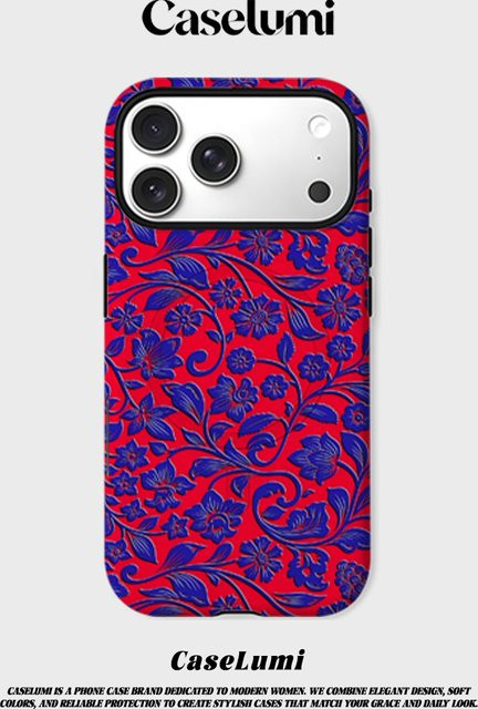 CaseLumi Matte Bumper MagSafe Schutzhülle für iPhone 17 16 15 14 13 Pro Max mit Blumenmuster in Rot und Blau - Bild 1