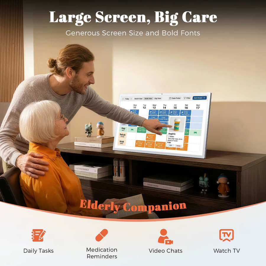 MWE Digitaler Wandmonitor 24 Zoll mit Full HD Touchscreen, Android 14, Weiß - Bild 3
