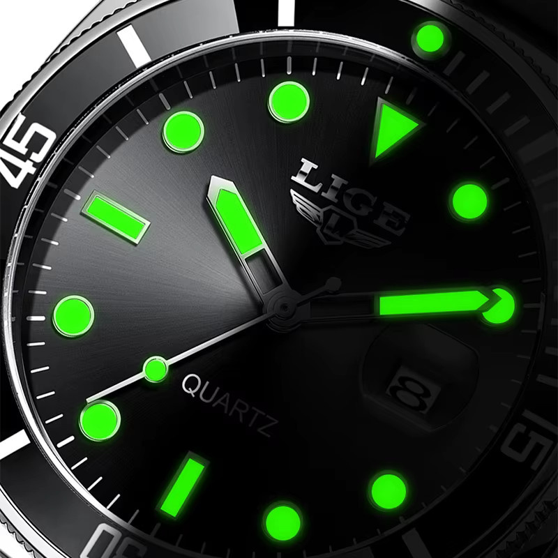 LIGE Armbanduhr Quarz, Leder, Grün, Herren - Bild 4