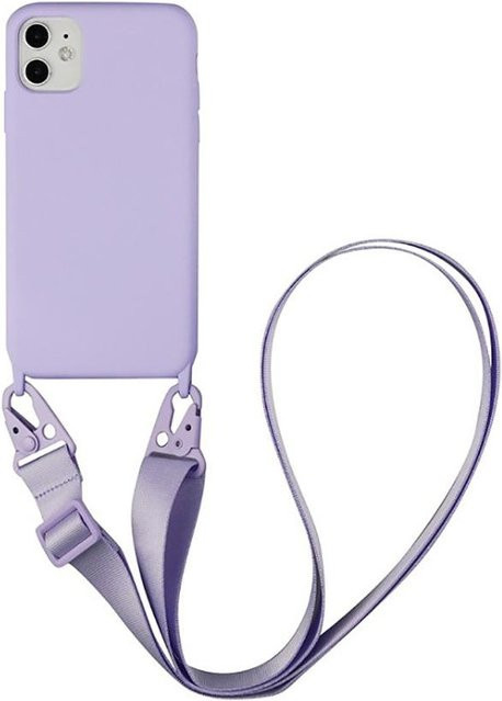 Silikon Handyhülle mit Lanyard und Crossbody-Kette für Apple iPhone 16 15 14 13 12 11 Pro Max Mini in Purple - Bild 1