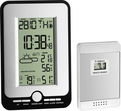TFA Dostmann MULTY 35.1134 Funk-Wetterstation in Schwarz-Silber mit bis zu 3 Sensoren - Bild 1