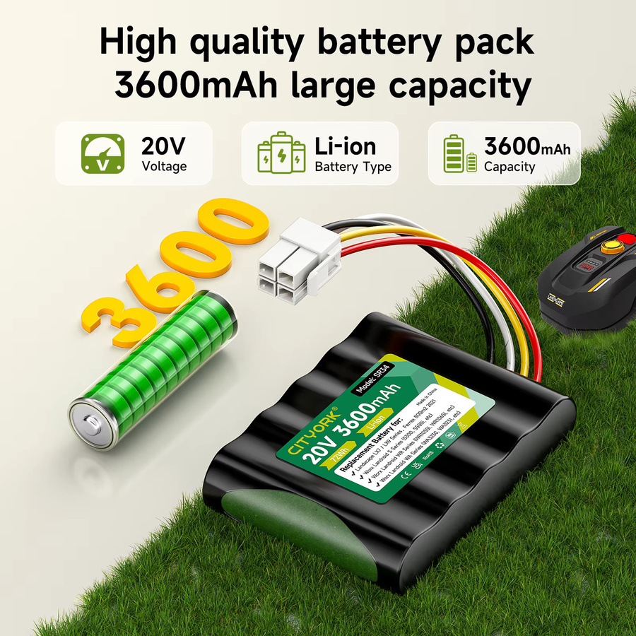 Ferrex Ersatzakku 20V 3600mAh Schwarz für Landxcape LX790 LX790i LX792 LX795 LX796 LX797 Rasenmäher 800m2 2021 - Bild 2