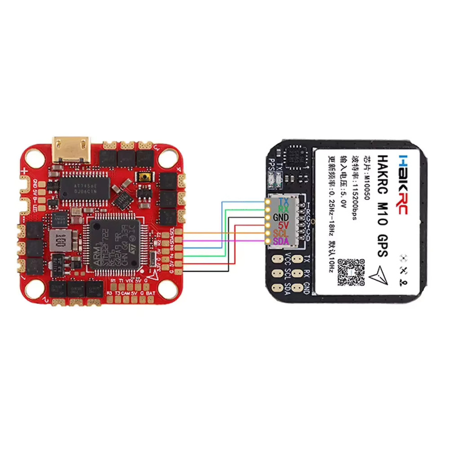 HAKRC M10 GPS-Modul mit QMC5883 Kompass und Dual Protocol, 5V Eingang, 25 x 25 mm für RC FPV Langstreckenflugzeuge - Bild 2