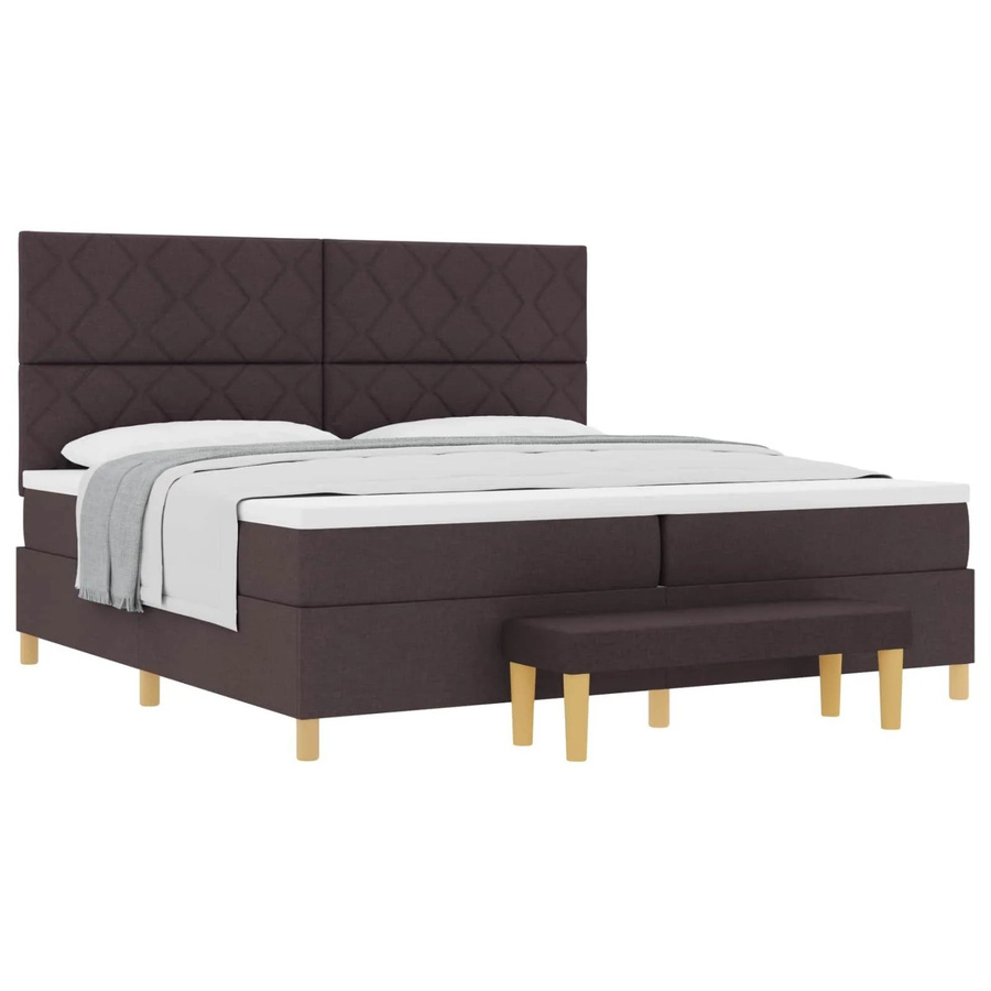 vidaXL Boxspringbett mit Matratze in Dunkelbraun, B/T: 200 x 200 cm - Bild 2