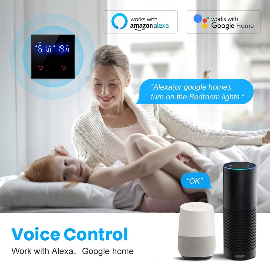 RKHK Smart-Schalter WLAN Touch-Lichtschalter mit Temperatur- und Feuchtigkeitssensor Tuya Steuerung für Amazon Alexa und Google Assistant Schwarz - Bild 3