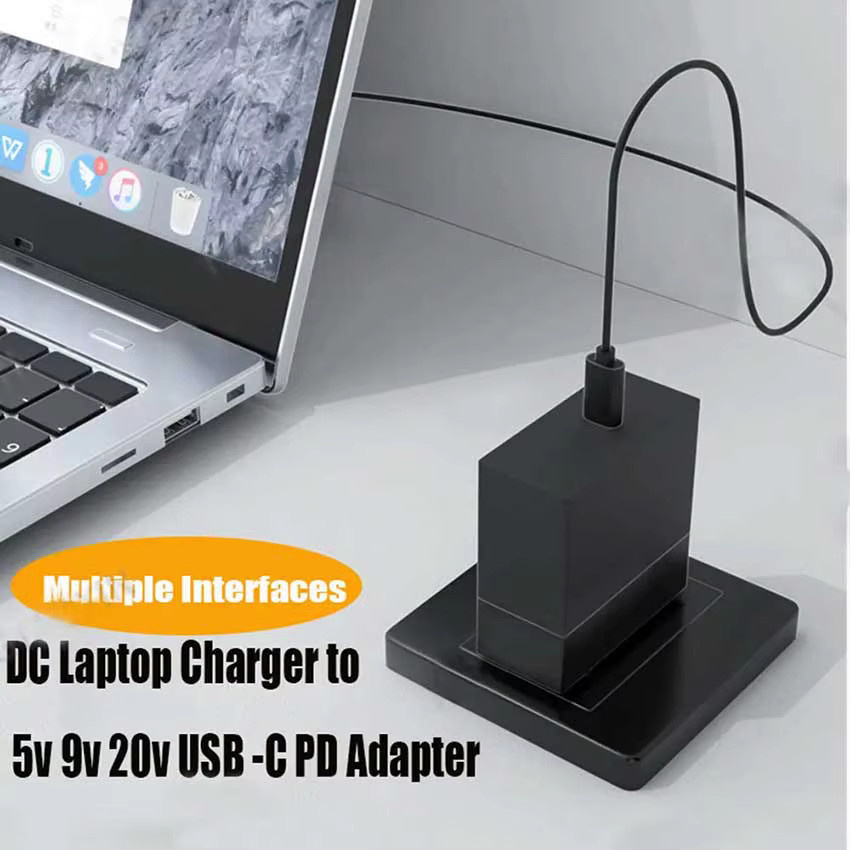 JCD DC Power Buchse auf USB-C Typ-C Stecker Adapter für 100W Schnellladung, Schwarz - Bild 3