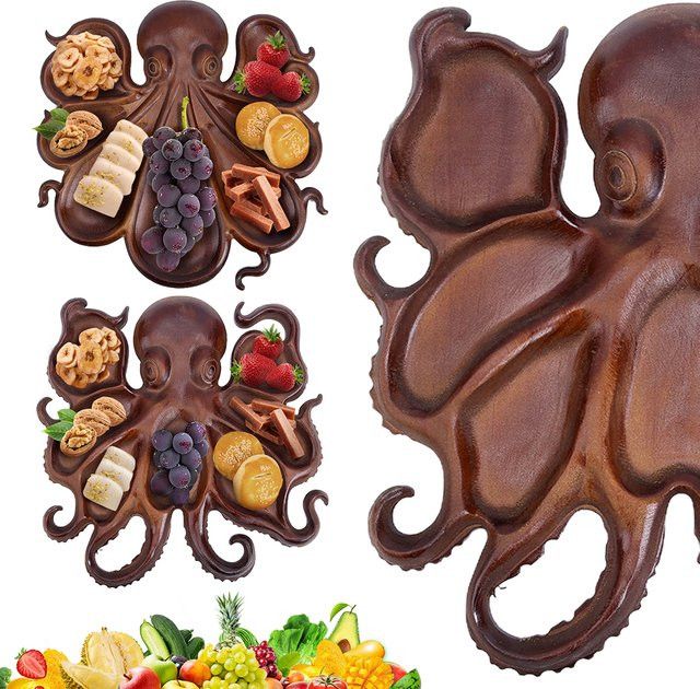 APWIKOGER Oktopus-Charcuterie-Teller mit Tiermotiv als Serviertablett für Käse, Fleisch und Obst - Bild 1