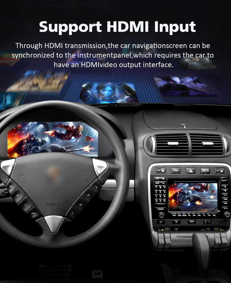Hizpo Digitales Auto-Armaturenbrett für Porsche Cayenne 2002-2009 mit Android Auto und Carplay, Digitales Cluster-Instrumentenanzeige und Tachometer in Schwarz - Bild 4