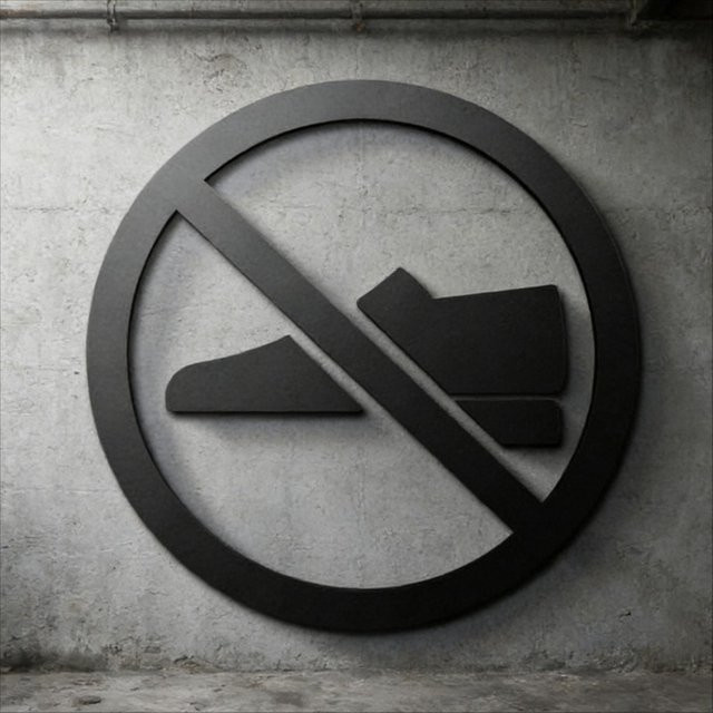 CIFBUY 3D-Acryl-Schild Keine Schuhe in Schwarz, runde selbstklebende Dekoration für Türen - Bild 1